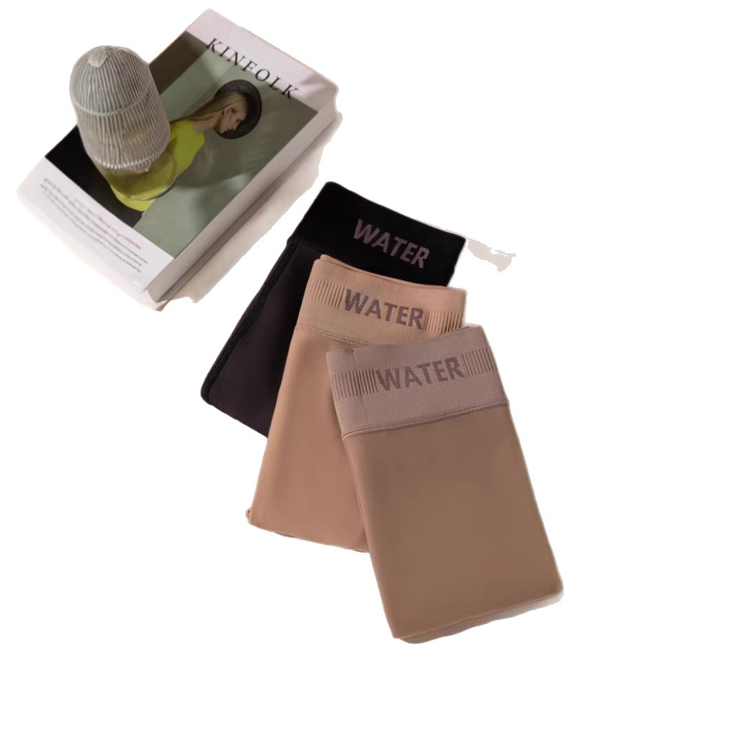 Knitted flat waist, water-polished socks, mesh fabric, nude waist and legs, women's flesh-colored leggings, watermelon style, autumn and winter with fleece addition Item Picture