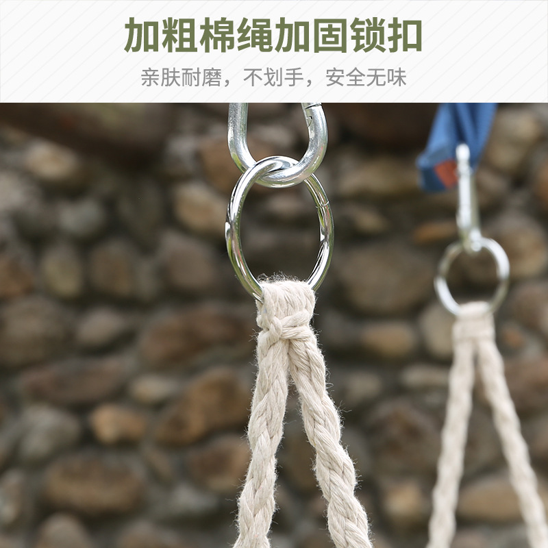 New outdoor hanging chair, Nordic-style courtyard, autumn cotton rope woven net hanging basket, camping tassel hammock, European-style wholesale Specification image