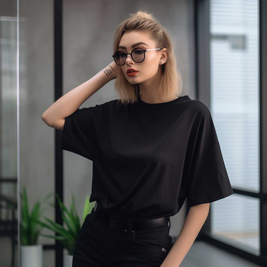 280 Heavyweight off-the-shoulder casual versatile short-sleeved T-shirt, thickened Japanese retro foreign trade loose fashion brand pure cotton half-sleeve custom Specification drawing