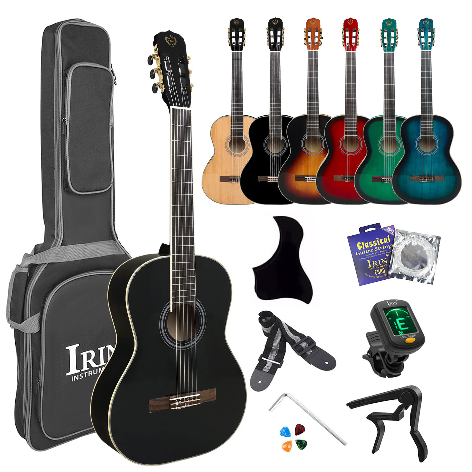 Cross-border 39-inch classical guitar, beginner's practice of acoustic guitar, beginner's instrument spruce top classical acoustic guitar set