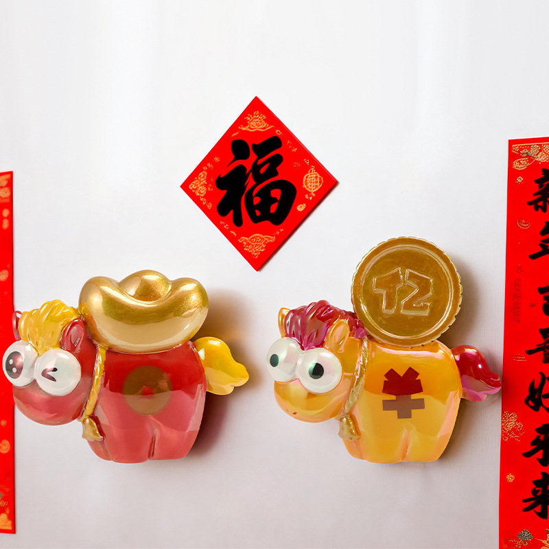 There will be fridge magnet blind boxes for the Year of the Horse mascot resin handicrafts and cartoon cute little horse fridge magnets available for wholesale soon Specification image
