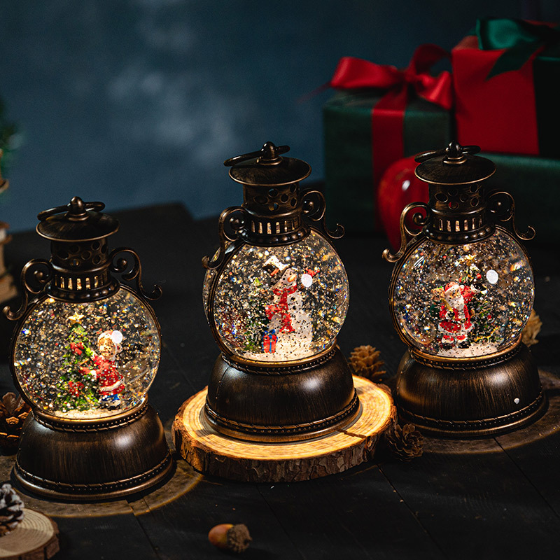 Christmas glowing music box, children's hand-held gift, music box, snowflake crystal ball, scene decoration, mini