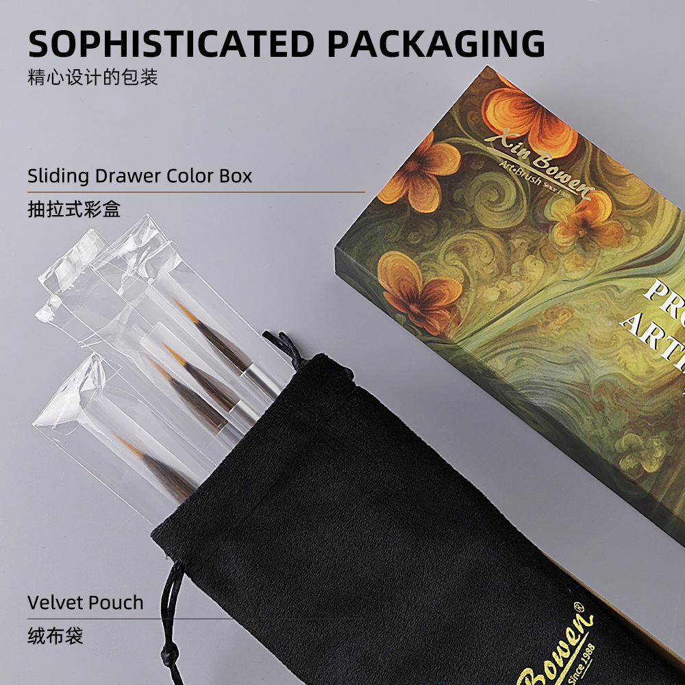 Amazon watercolor outlining brush 6-piece animal hair nylon double-layer mixed petal-shaped brush watercolor painting brush Specification image