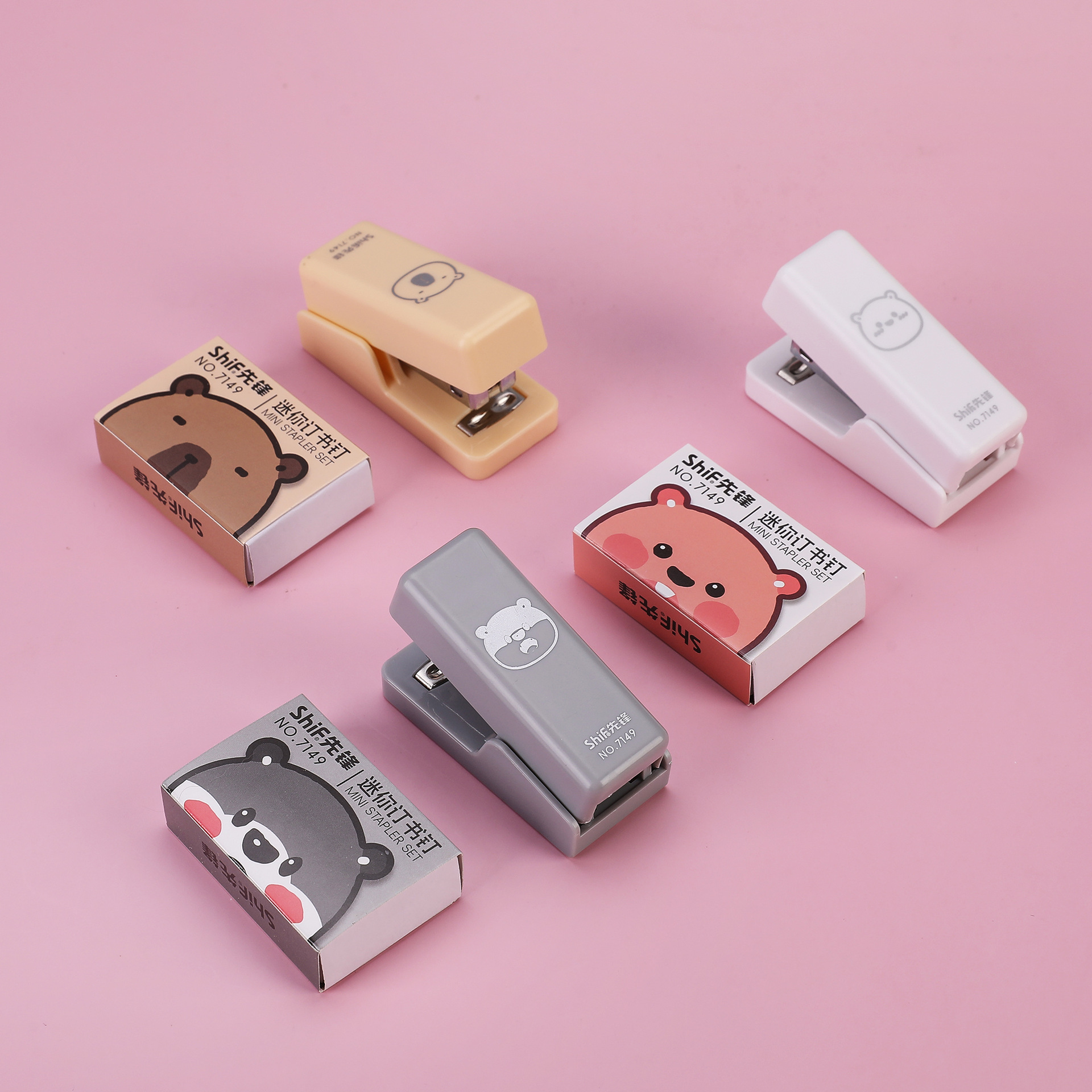 Pioneer 7149 Cartoon Mini Stapler, No. 12 stapler and stapler Mini Set, small and cute Item Picture