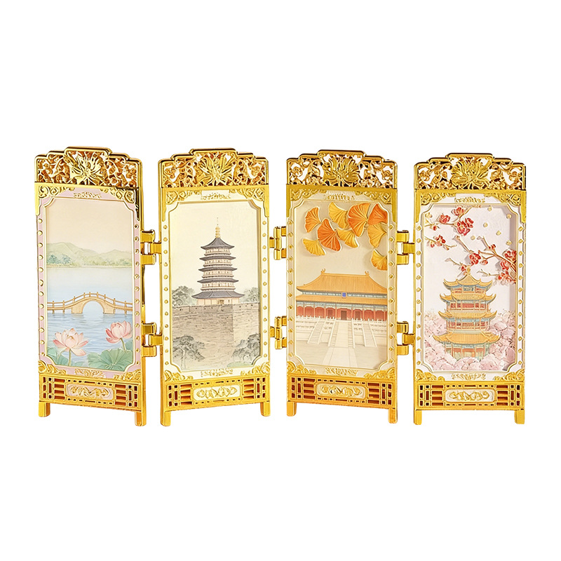 Suzhou metal screen refrigerator magnets, four-fold, Chinese city national trend cultural and creative gifts, customized refrigerator magnets Item Picture