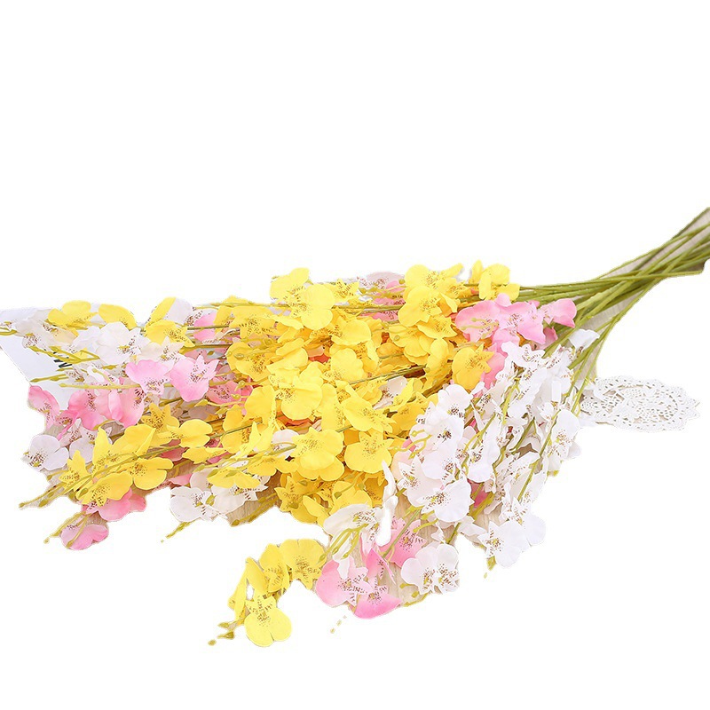 仿真花DIY发饰配件/假花/5朵塑膠花/仿真花/假花批发白底实物图