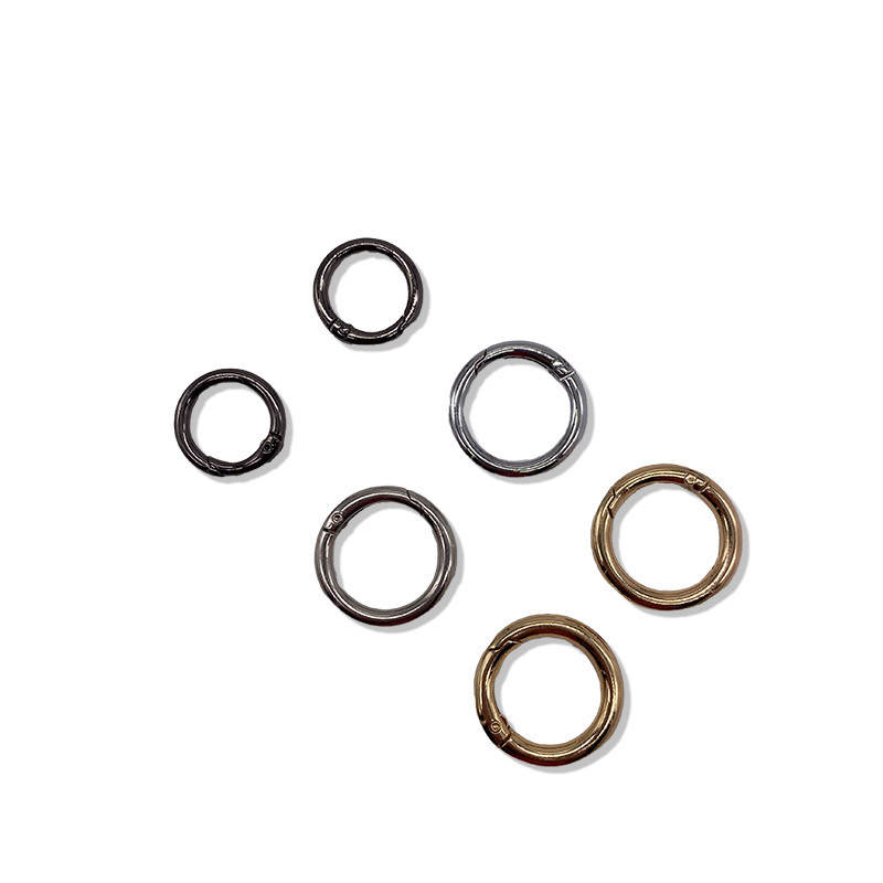 Zinc alloy spring rings, keychains, luggage hardware accessories, open circular rings, spring buckles, lock buckles, elastic buckles Item Picture