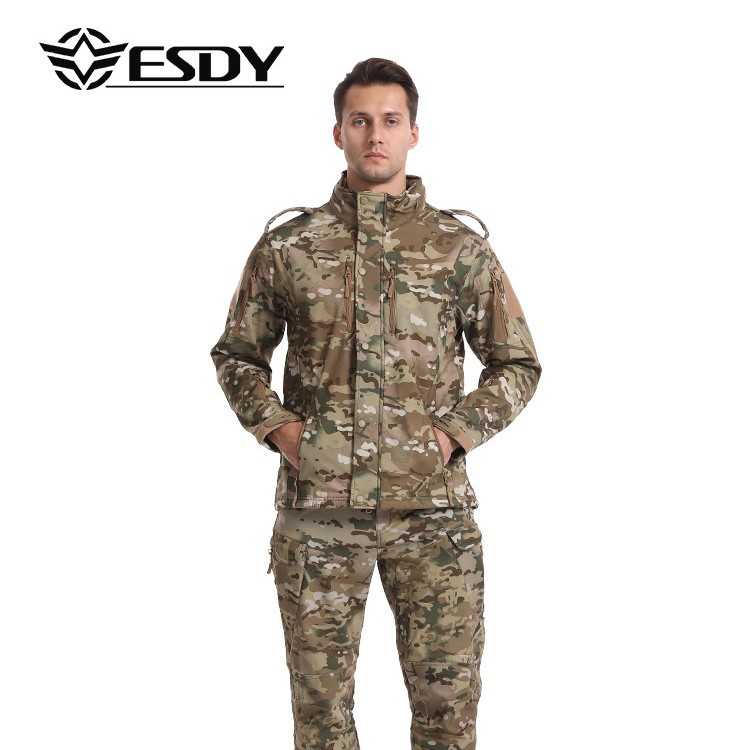 秋冬运动户外冲锋衣套装男款连帽防风保暖运动两件套登山夹克外套产品图