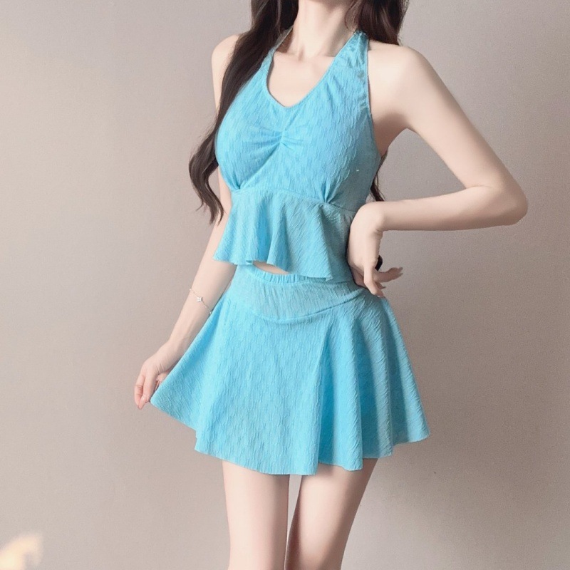 2026 Swimsuit two-piece set for women, sexy halter swimsuit, tummy Cover, fresh and cute hot spring swimming suit for girls details Picture