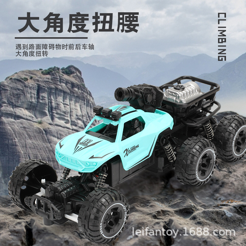 Cross-border children's remote control off-road vehicle, climbing vehicle, large six-wheel missile remote control racing car, light spray, boys' toys details Picture