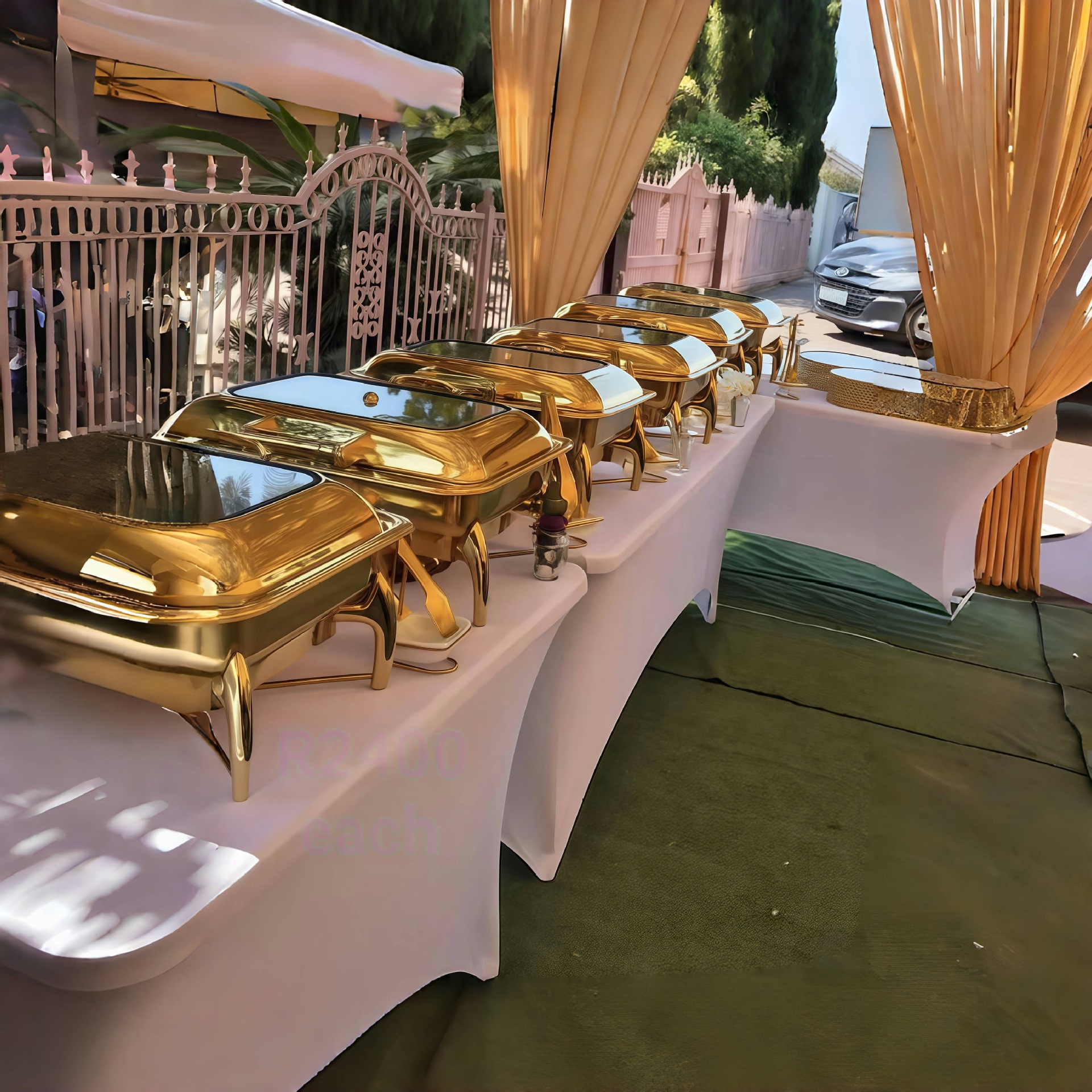 9L gold stainless steel electric hot pot buffet server, hotel restaurant banquet food display stand