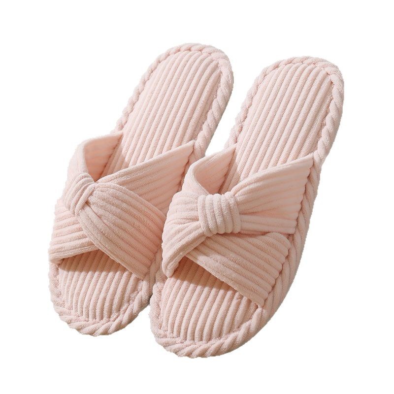 Cross-border new corduroy cross cotton slippers for autumn and winter household wholesale, indoor home warm slippers for women in winter Item Picture
