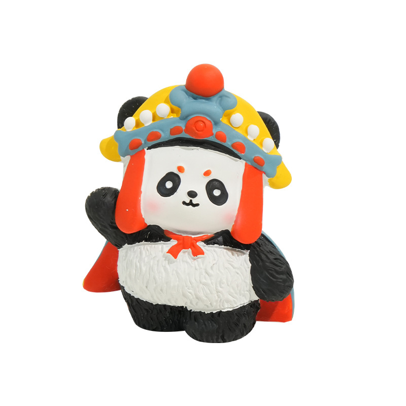 Bai MAO Original Sichuan-style panda series ornaments, national trend style resin dolls, car office desktop decoration wholesale Item Picture