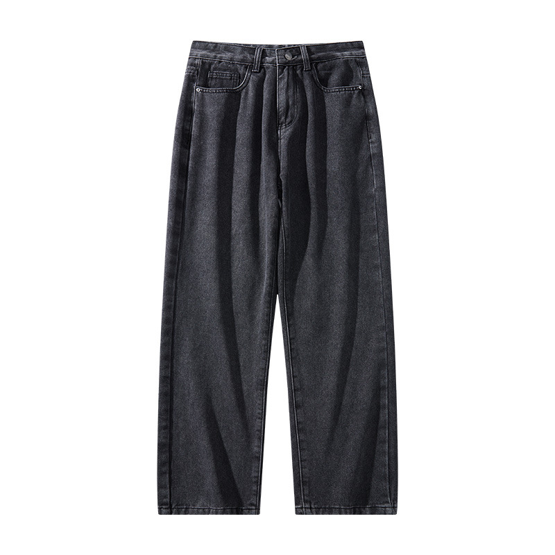 Black washed denim pants for men's winter 2025 new trendy brand casual long pants, versatile loose straight-leg pants Item Picture