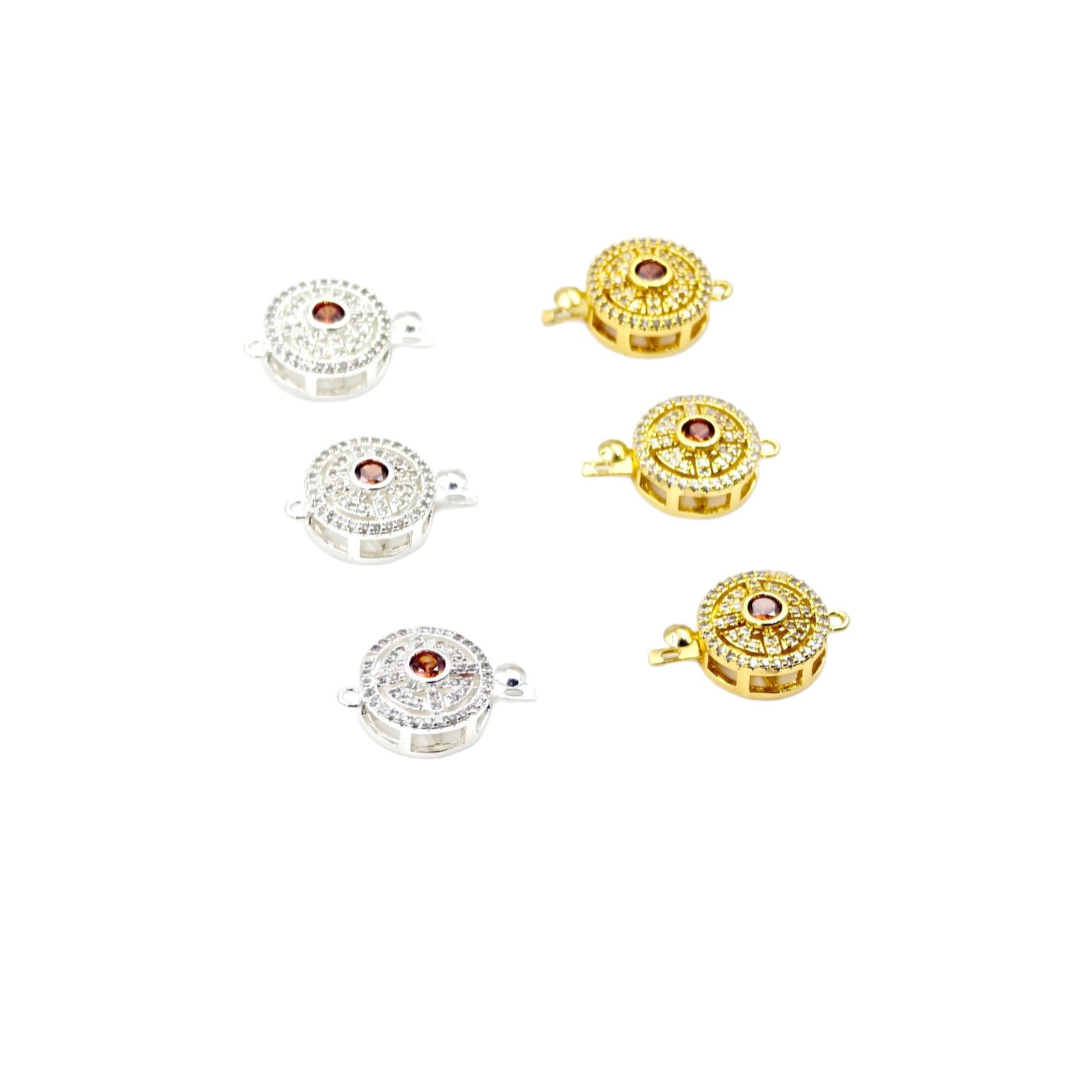 18k copper-plated gold-plated color-retaining diy full zirconium Chinese-style pin buckle, elegant and versatile, single-row pearl necklace end clasp Item Picture