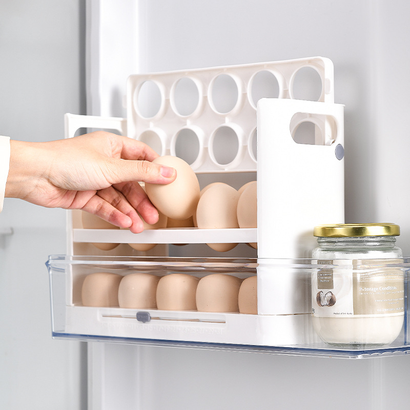 Egg storage box, narrow multi-layer flip egg box for the side door of the refrigerator, food-grade egg tray for preservation, kitchen god details Picture
