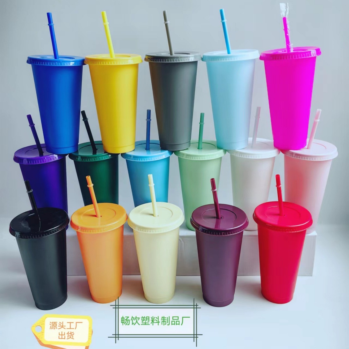 Source factory Amazon best-selling large-capacity PP milk tea cup, creative and fashionable coffee cup, portable plastic straw cup Application Scenario
