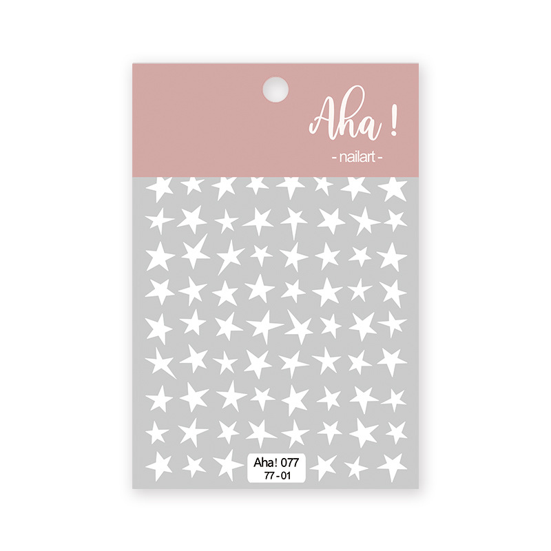 Wholesale of popular sweet and cool nail accessories, including gold and silver starlight, black and white, and colorful five-pointed star 3D self-adhesive nail stickers Item Picture