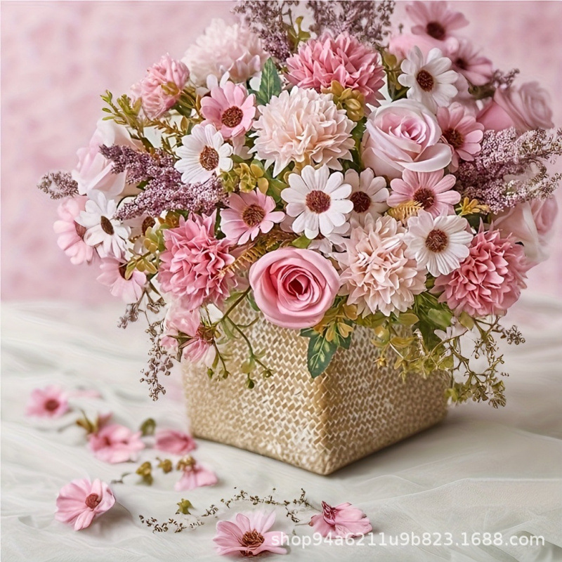 仿真花DIY发饰配件/假花/5朵塑膠花/仿真花/假花批发细节图