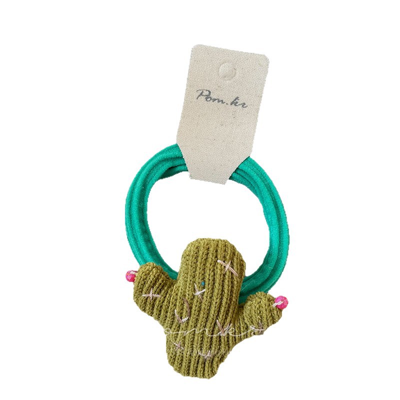 Nuevo estilo coreano paño niños verduras atado atado atado atado atado a la mano alta estiramiento cola de caballo cuerda dulce otoño anillo de pelo accesorios de pelo punto moe estilo divertido anillo de pelo cactus manzana multiestilo chica otoño invierno cute tocados todos los días Item Picture