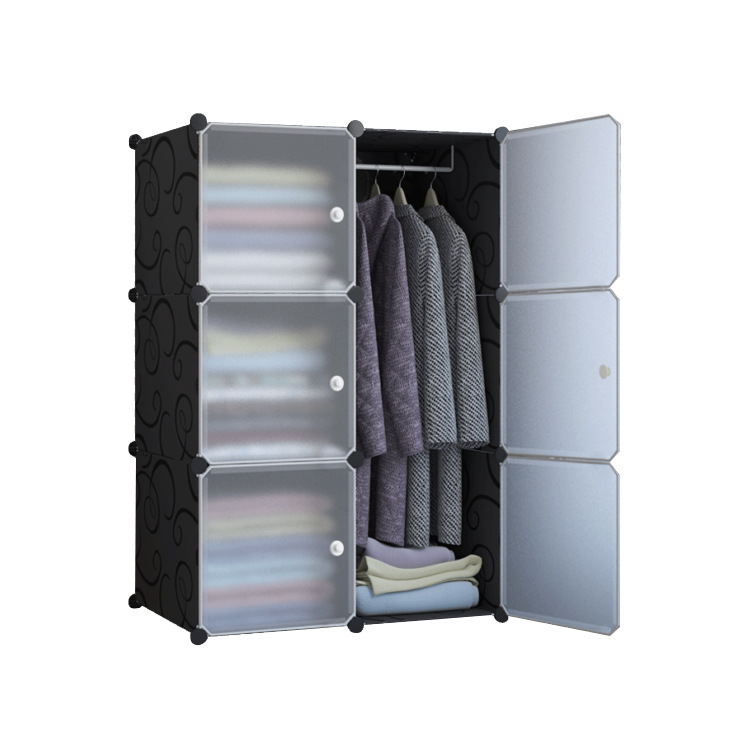 Modern and simple wardrobe storage, plastic storage cabinet assembly, bedroom wardrobe storage, rental room simple Item Picture