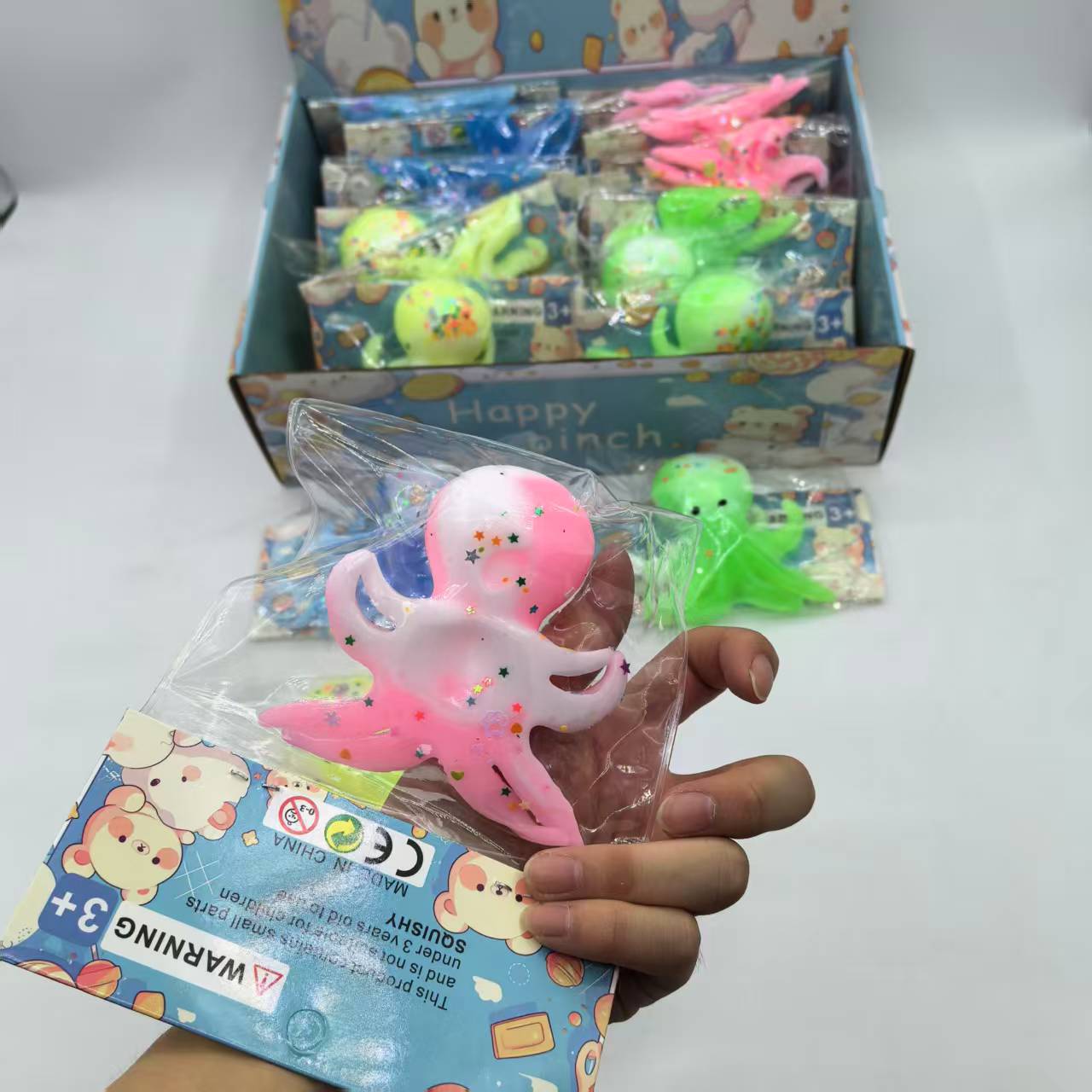 Direct sales from the manufacturer of simulation card head dual-color octopus venting and Pinching fun PVC bags for children's stress-relieving toys Specification image