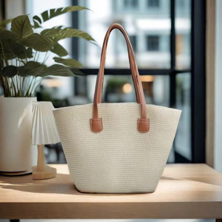 Cross-border handmade straw woven bag, summer fresh women's bag, large capacity and elegant woven hand bag, shoulder bag, armpit bag, beach bag, straw woven bag Specification image