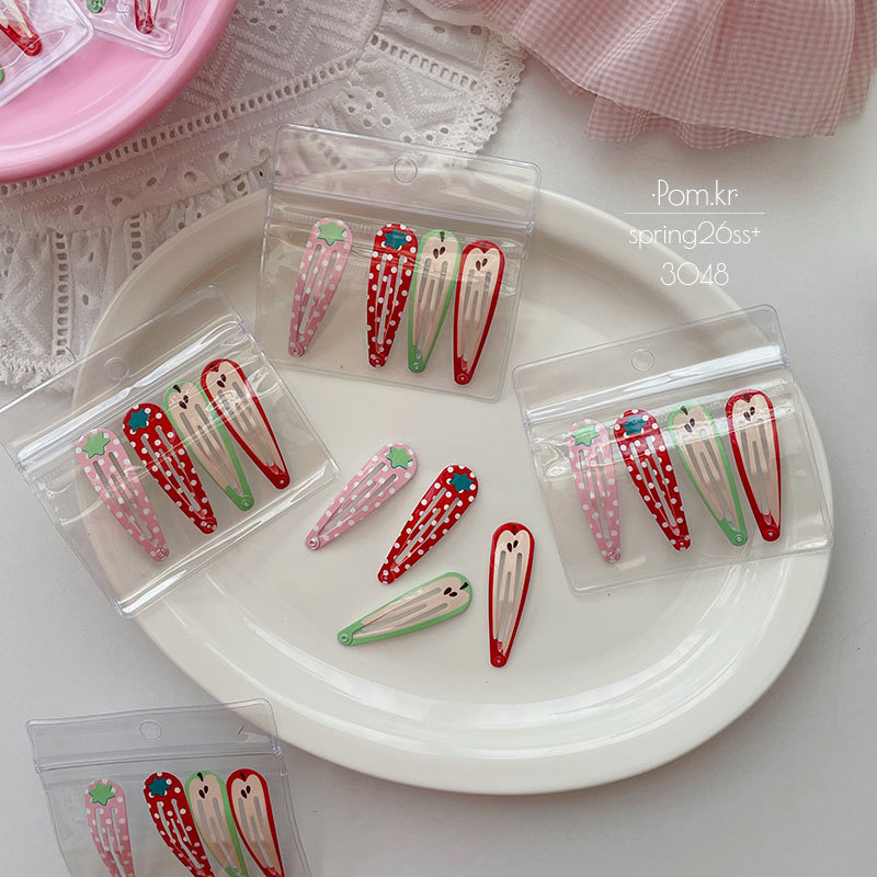 Spring Korean-style cute frue-themed baby clips, 5cm, children's and babies' playful forehead hair break-up clips, double-set hair clips Specification image