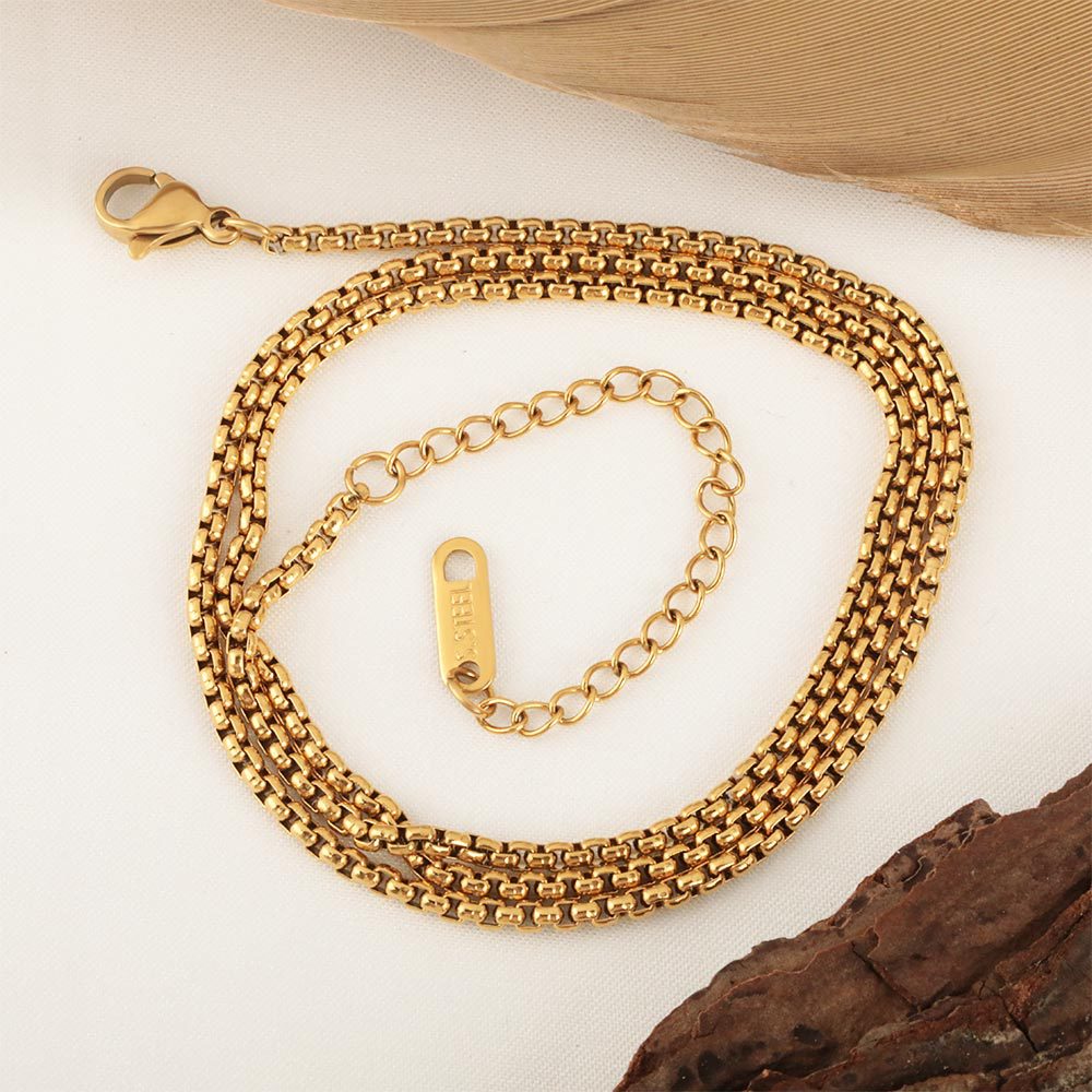 Cross-border new best-selling square pearl chain pendant, simple and versatile stainless steel DIY necklace Specification drawing