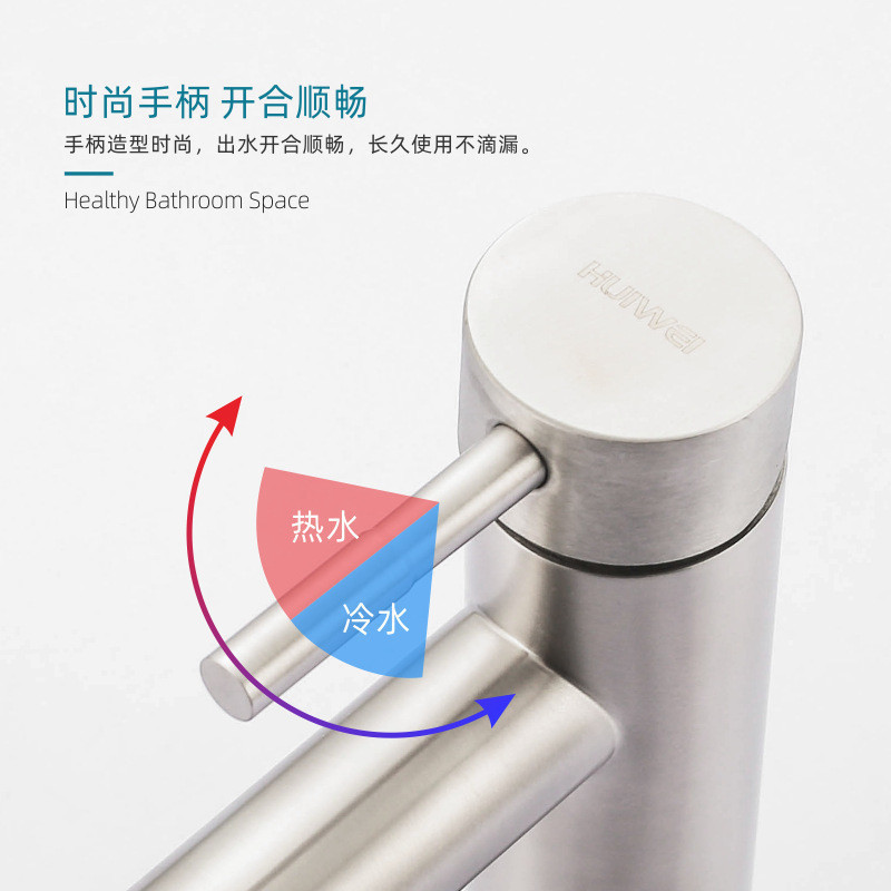 批发不锈钢面盆水龙头欧式烤漆洗手盆浴室柜冷热水暖卫浴面盆龙头细节图