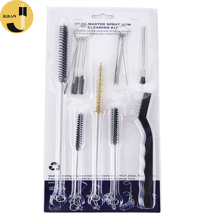Jujian Cross-border best-selling spray gun, tattoo brush, nozzle, pipe brush, mechanical needle, nylon brush, spray gun cleaning set full figure