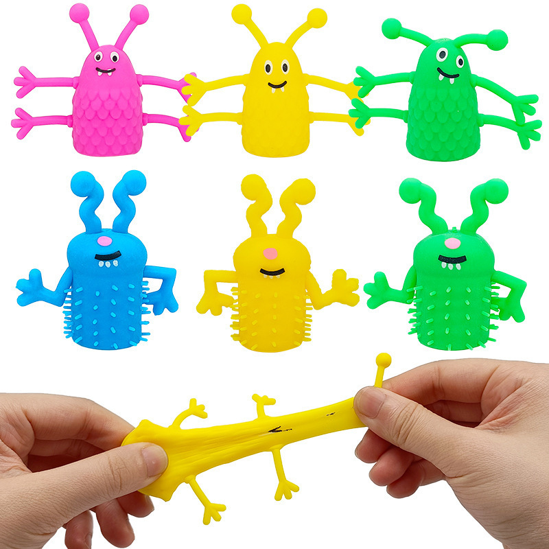 Cross-border prank toys, little devil finger dolls, rainbow-colored little monster finger figurines, venting little toys details Picture