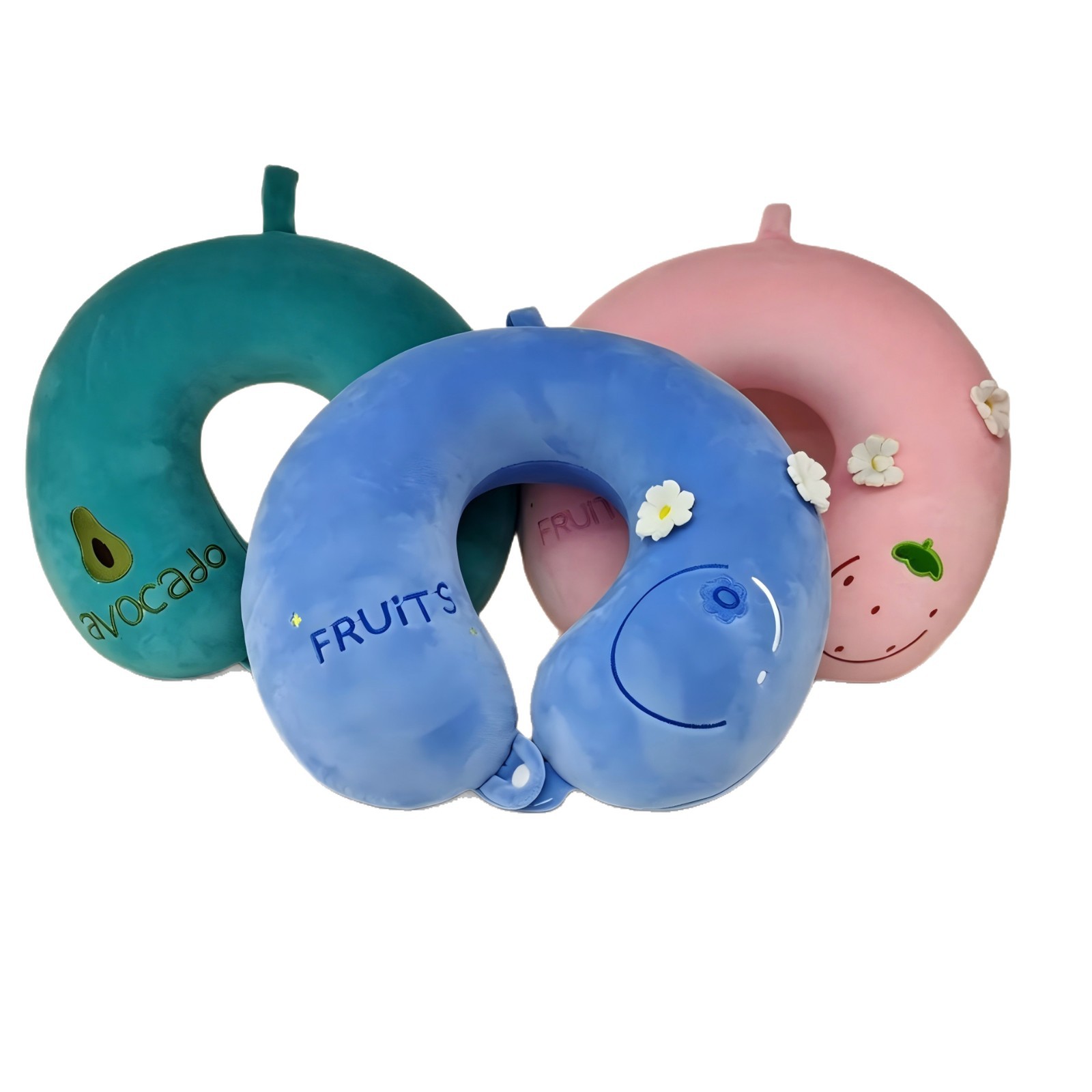 Almohada de espuma de memoria en forma de U protector de cuello almohada de viaje de dibujos animados lindo patrón de frutas almohada siesta almohada de cuello portátil Item Picture