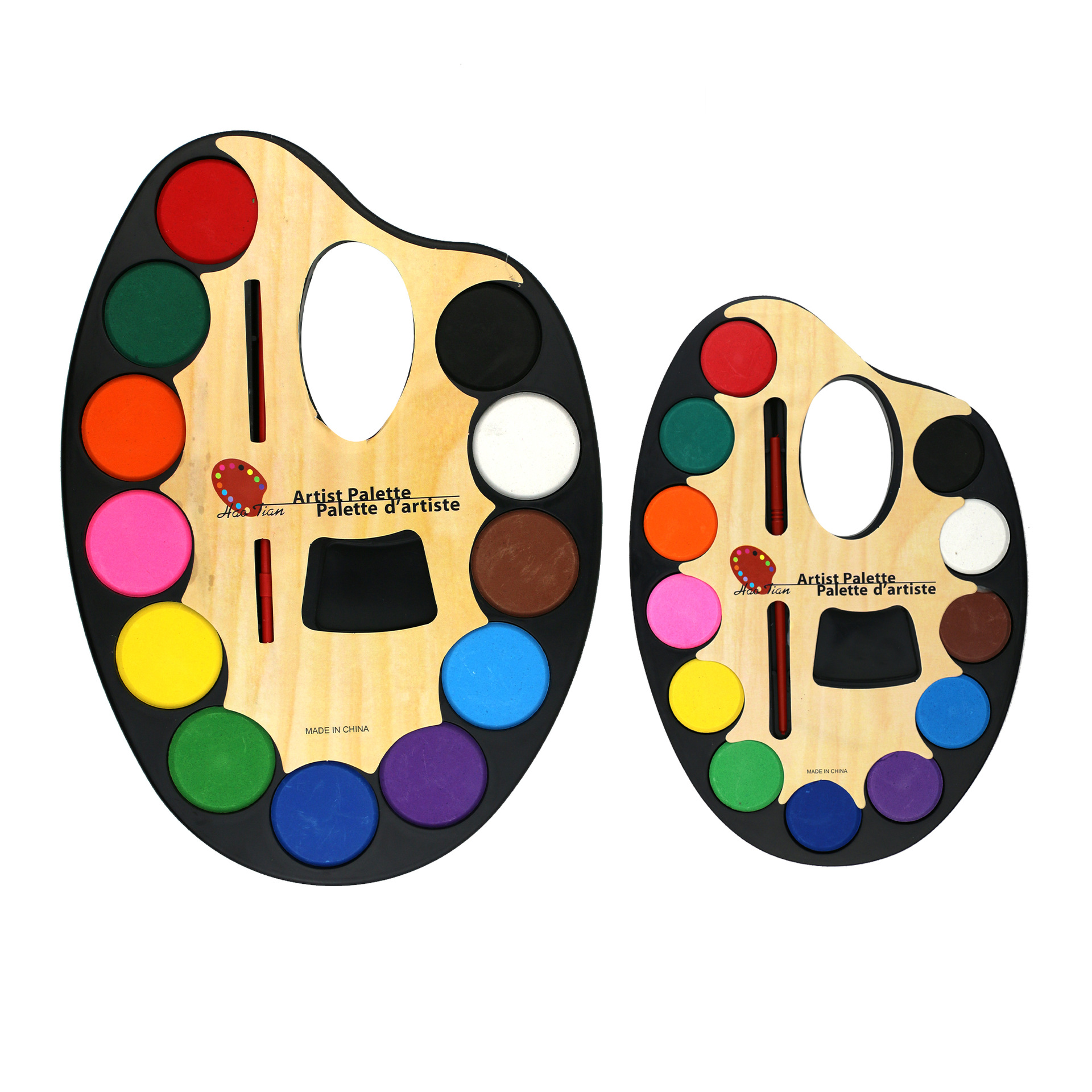 Cross-border 12-color large horseshoe solid watercolor powder compact, oval palette, powder compact, children's solid watercolor pigment Item Picture