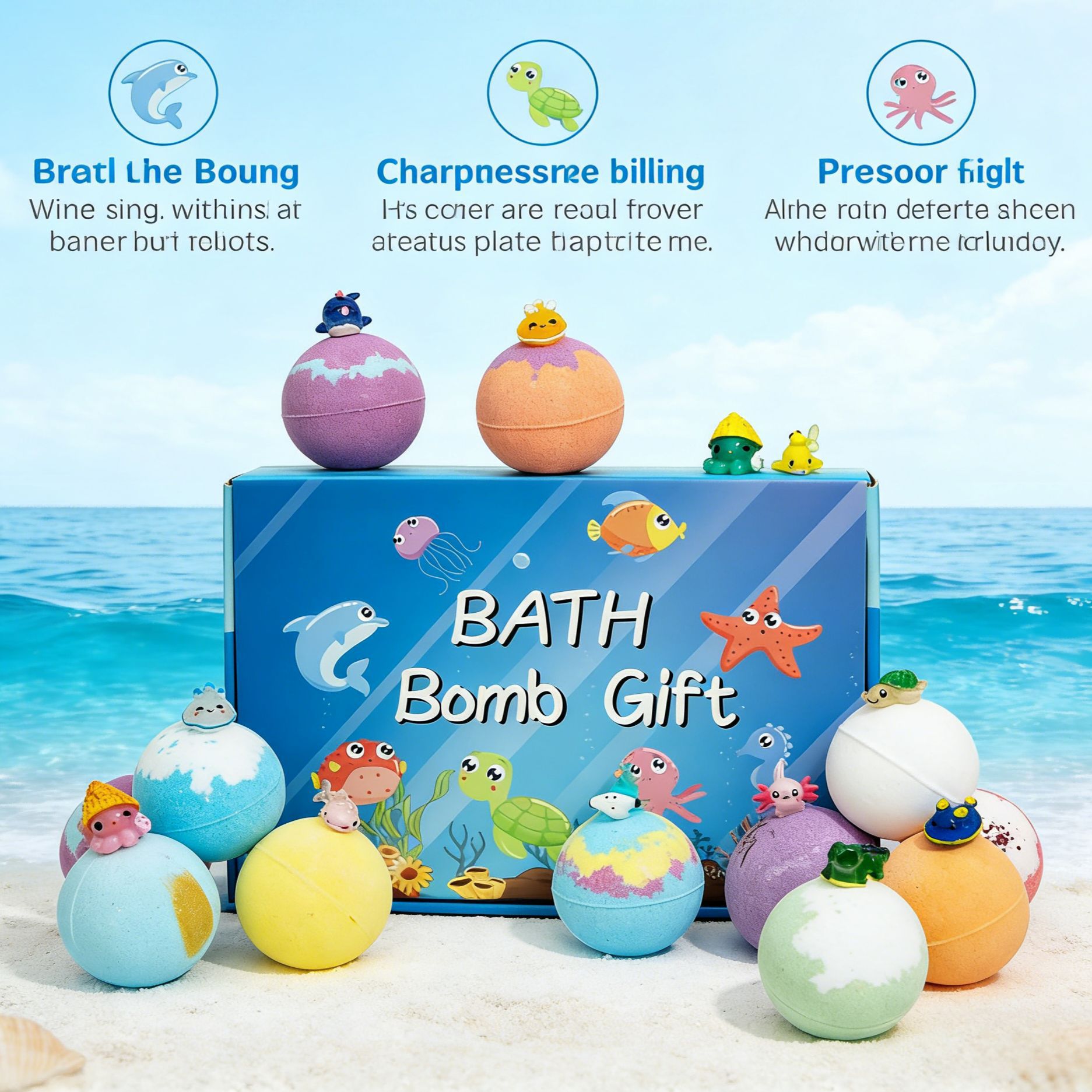 Cross-border Ocean Bath Salt Ball Set 60g*12 bath bubble bath balls Children's sea salt bath Ball Gift Box set Specification image