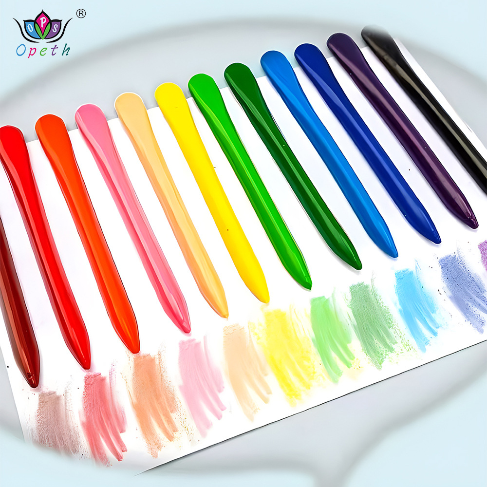 Cross-border children's painted crayons, 36-color and 12-color washable and erasable triangular stick crayon set details Picture