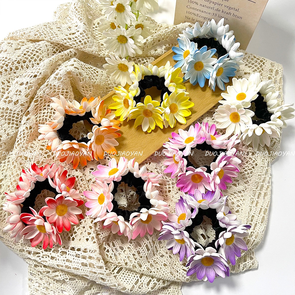 Wholesale of new European and American foam flower hair bands, high-elasticity hair bands with simulated flowers, pastoral hair bands, and colorful hair bands Application Scenario