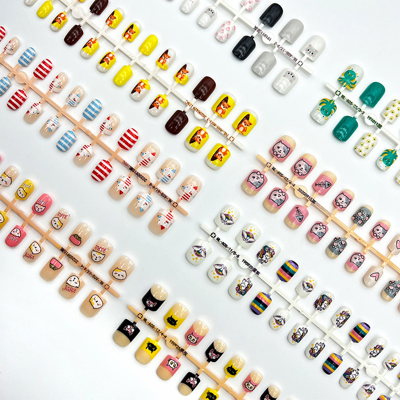 OEM custom wearable nails, cute cartoon nail nail patches, wholesale fake nail patches, detachable wearable nail art