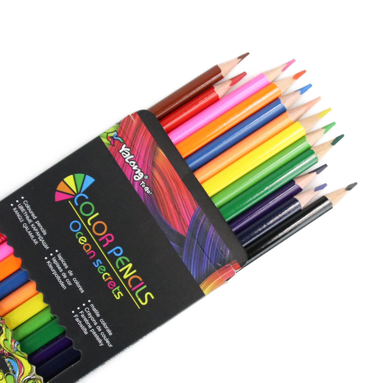 Yalong wholesale 12-color classic black metal hardcover colored children's pencils for student art supplies details Picture