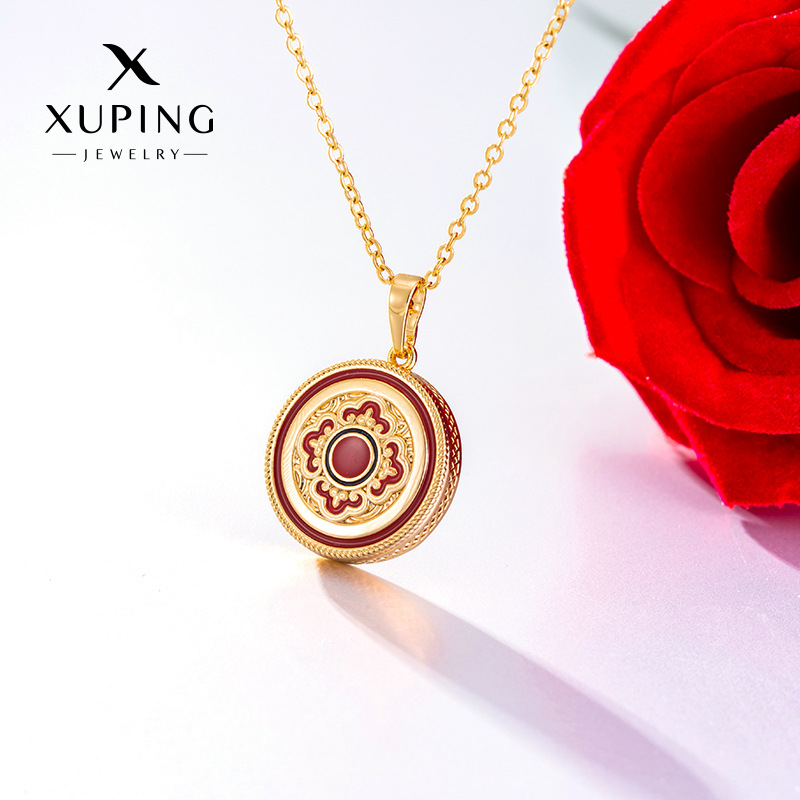 旭平时尚轻奢国风项链吊坠简约气质滴油系列铜合金新年项饰批发女