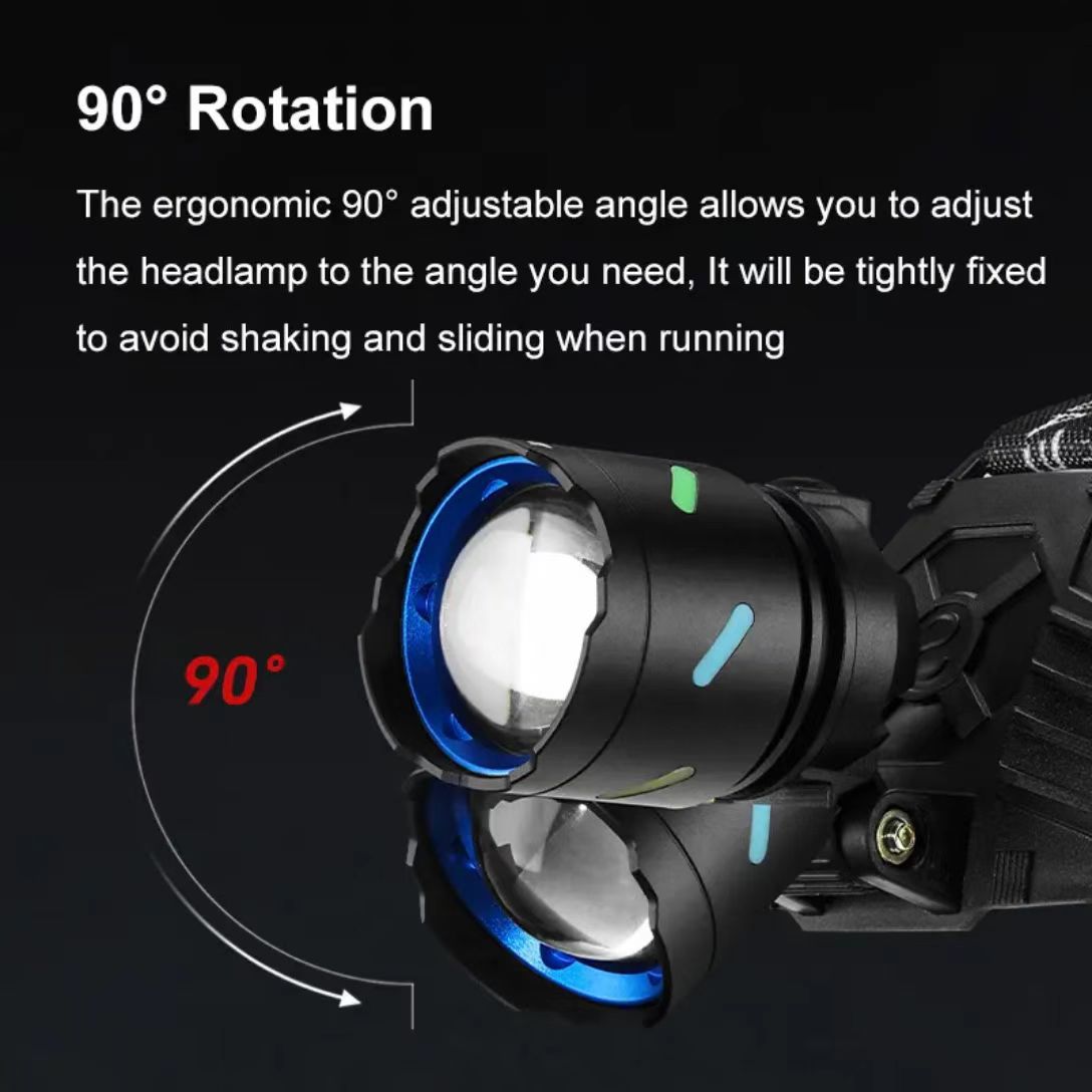 White laser high-intensity dual-light zoom headlamp, USB charging, outdoor night fishing, waterproof, long-lasting portable long-range headlamp details Picture