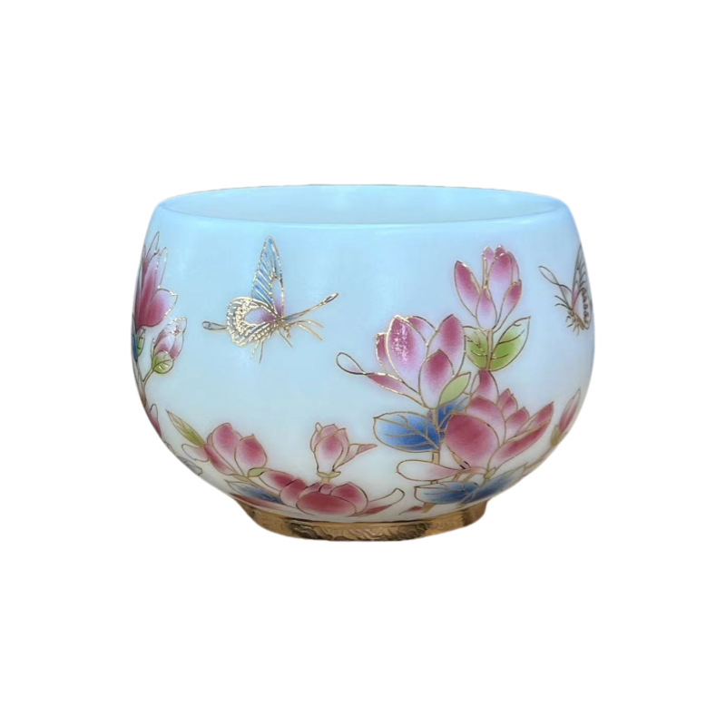 Ceramic jadeite single cup, host cup, women's and men's personal special tea-tasting cup, household gift accompanying gift tea cup Item Picture
