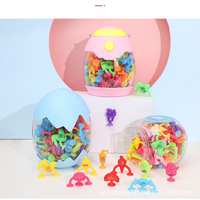 热销新款卡通吸盘玩具粘粘乐洗澡坐车过家家玩具