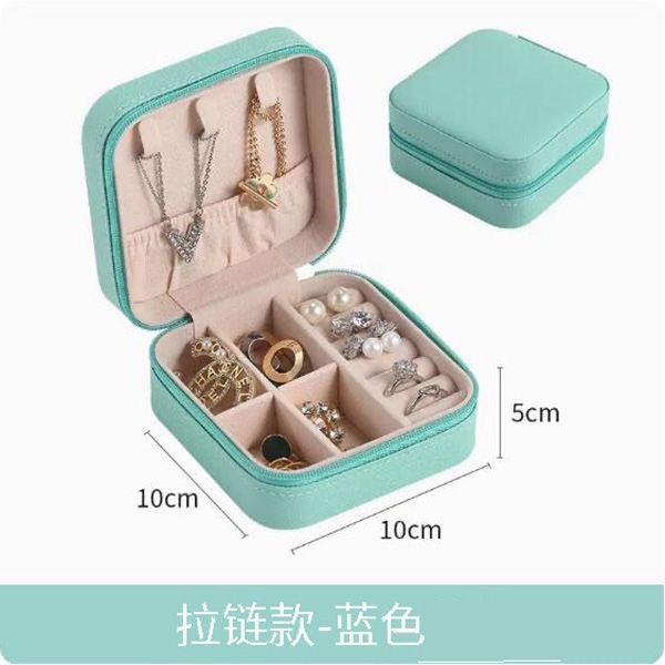 Portable jewelry box, mini zipper bag manufacturer, leather stud earrings, necklace and ring, exquisite storage jewelry box