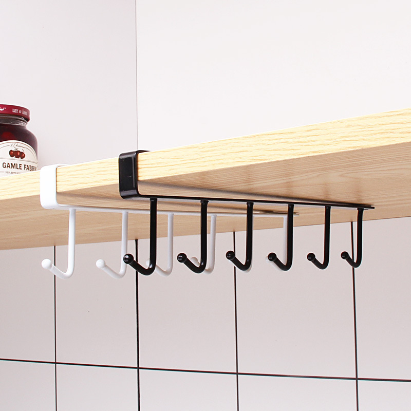 Kitchen storage rack, seamless and non-drilling hooks, row of cabinet door hanging racks, hook racks, hanging storage tie racks details Picture