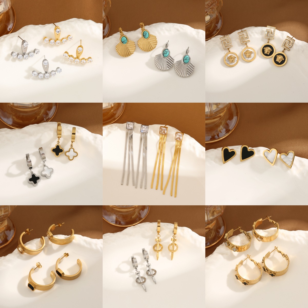 European and American cross-border bestseller 18K gold titanium steel non-fading earrings, simple women's light luxury style, trendy manufacturer wholesale, elegant style