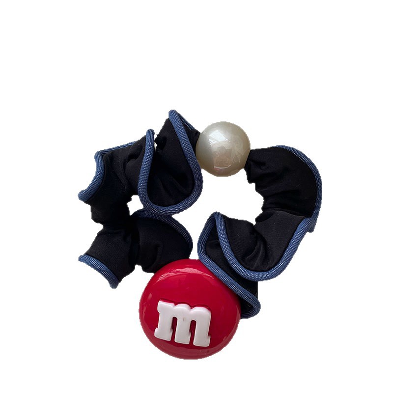 New Korean m Bean fabric elastic small intestine hair band, children's and babies' hair accessory, ponytail bun hair band, women's hair accessory Item Picture