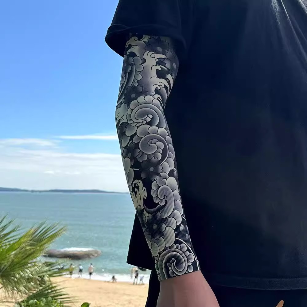 Ultra-thin, seamless ice sleeves, men's and women's sun protection printed tattooed arm sleeves, outdoor activity summer protection Specification image