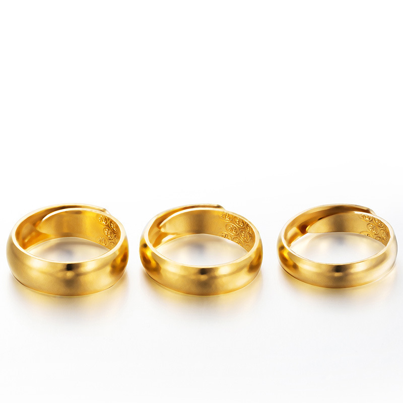 Simple steel seal gold-plated ring with smooth surface and open accessory vacuum electroplated gold ring, men's and women's styles details Picture
