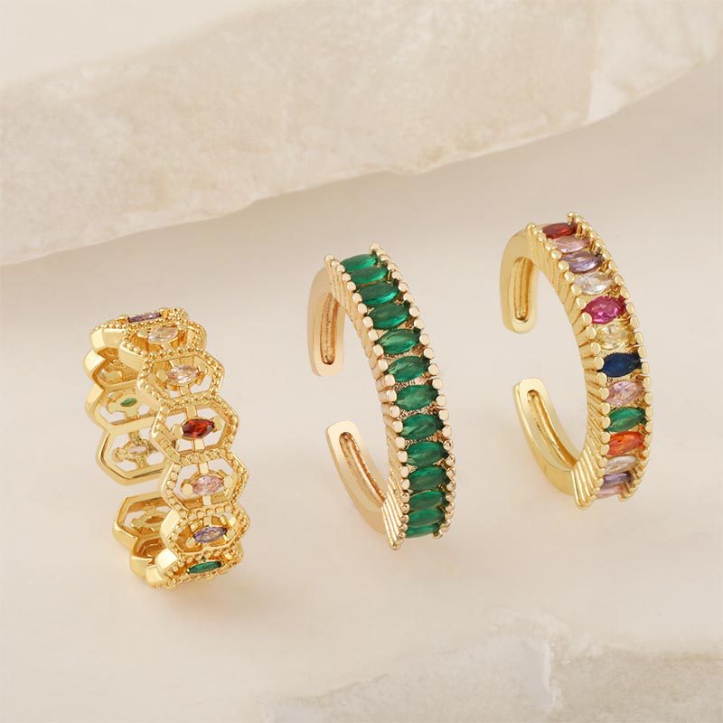 Honglu's new women's copper micro-inlaid zircon jewelry features a light luxury style with adjustable opening rings and versatile tail rings Application Scenario